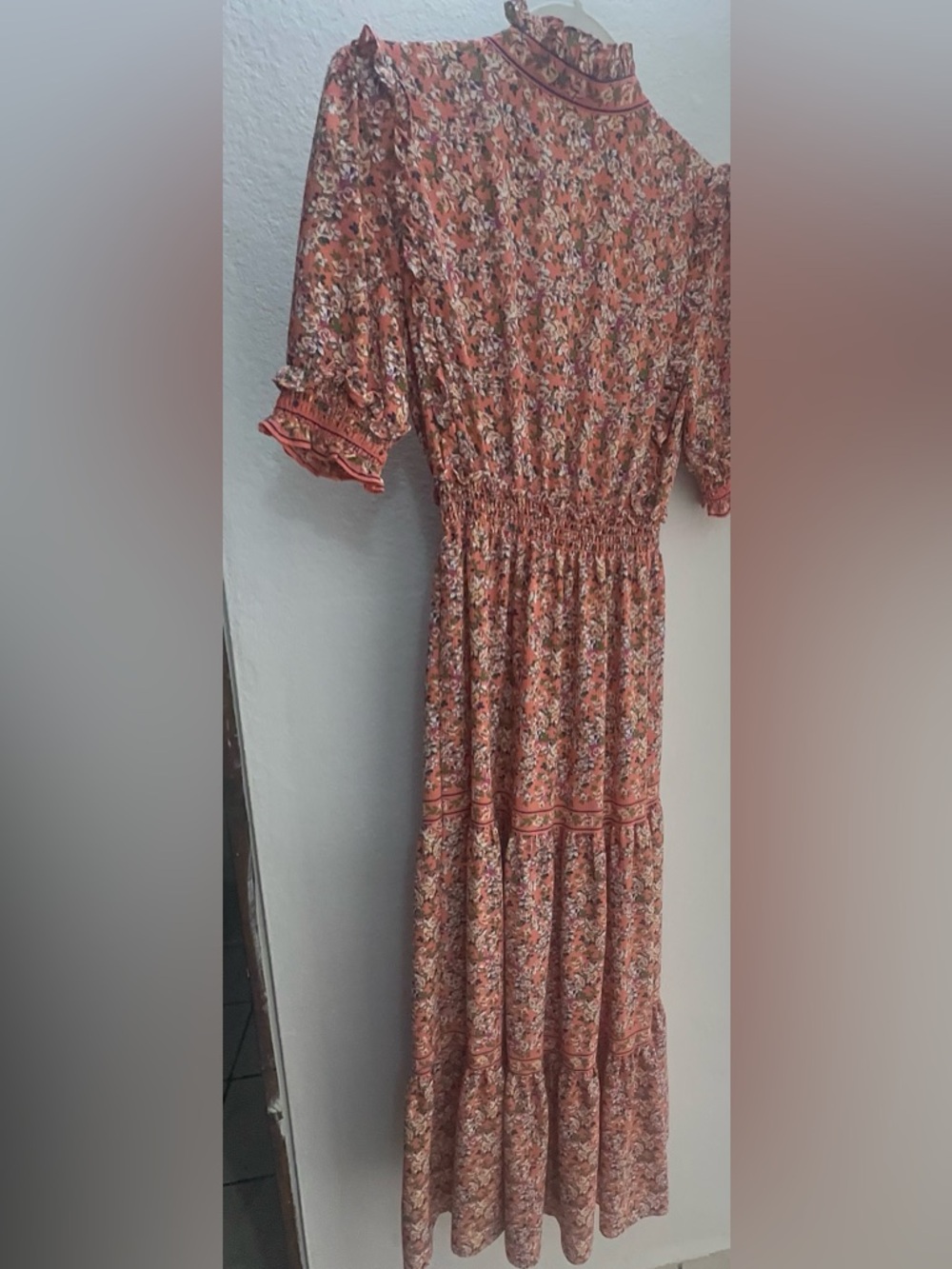 Max Studio Coral Floral Smocked Maxi Dress - Picture 7 of 7